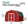 thumbnail image 4 of Little Cottage Co. 12x12 Value Gambrel Barn with 4 ft. Sidewalls, Outdoor Wood Storage Shed Do-It-Yourself Precut Kit, 4 of 13