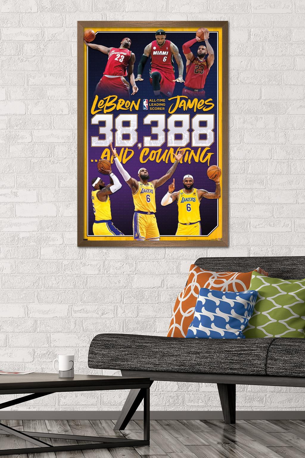 NBA League - LeBron James All-Time Scoring Leader Wall Poster, 22.375" x 34" Framed