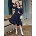 thumbnail image 5 of Arshiner Girls Dresses Puff Long Sleeve Fall Winter Smocked High Low Swing Midi Dress with Pockets, 5 of 5