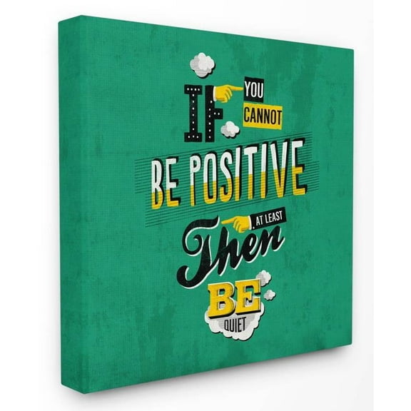 Stupell Industries Be Positive Or Quiet Vintage Comic Book Green Word Design Canvas Wall Art by Ester Kay