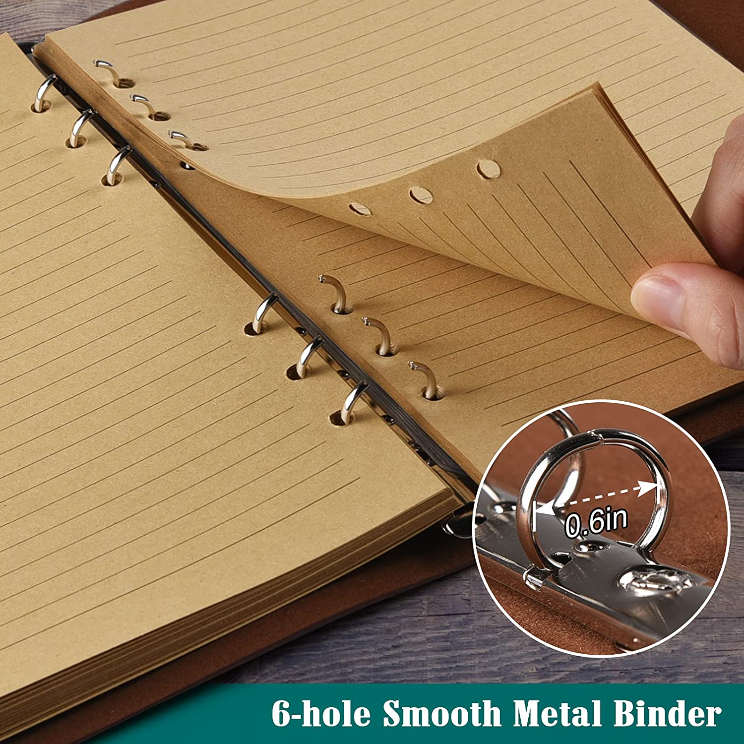 Omeya Leather Journal Refillable Notebook, A5 Size, Green photo 2