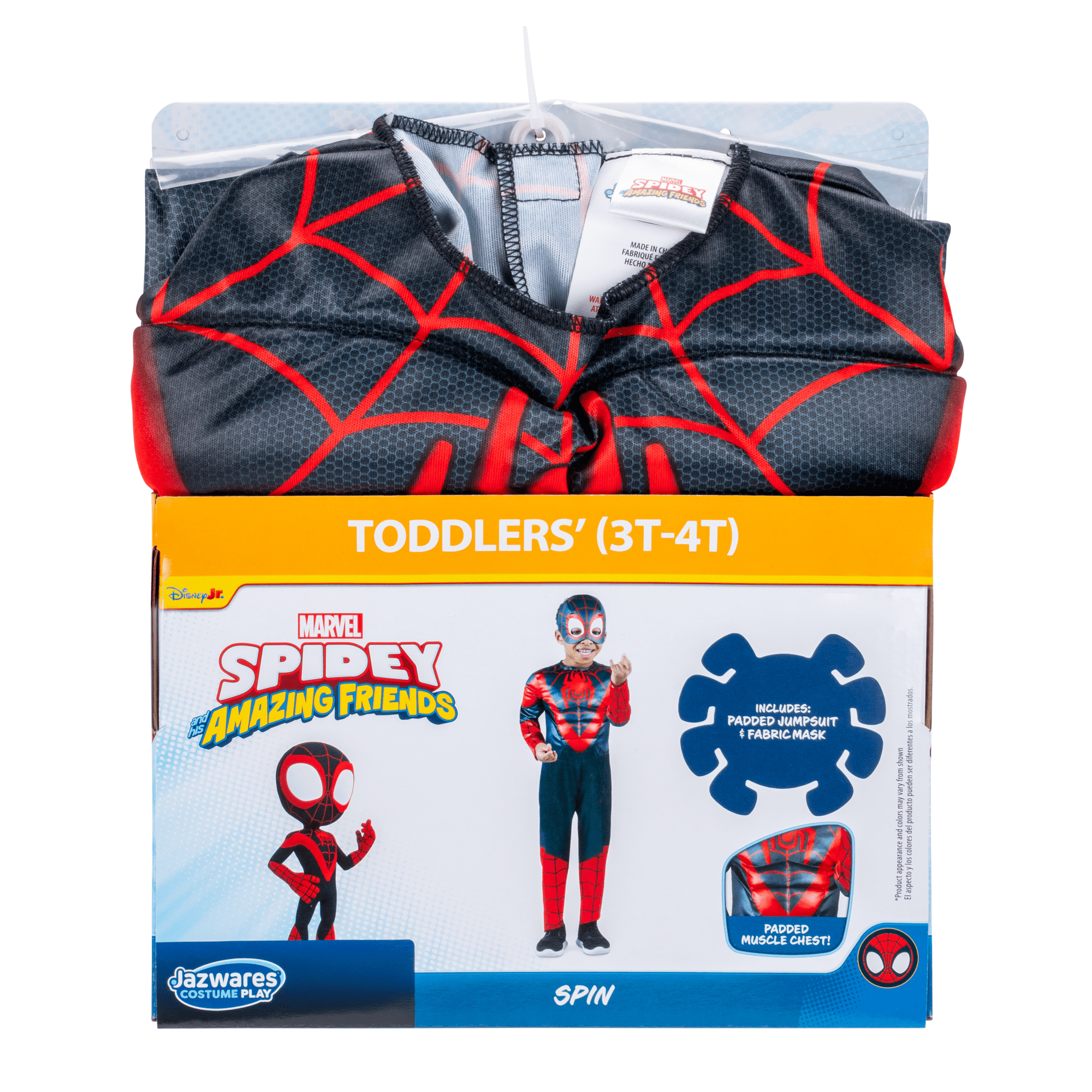 Marvel Miles Morales Halloween Costume for Toddler, Size 3-4T, by Jazwares