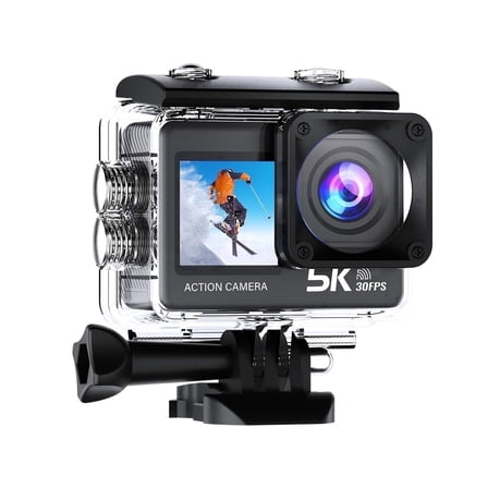 5K Ultra HD WiFi Action Camera 30FPS - 2.0" IPS Display Waterproof Sports Cam with 2.4G Remote, 64GB Card & Mounting Kit