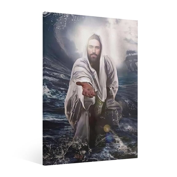 Vintage Jesus Canvas Wall Art Paint Framed, Jesus Pictures Canvas Print Posters Wall Decor, Christian Christmas Wall Art Home Decor for Living & Prayer Room Bedroom Wall Decor Framed