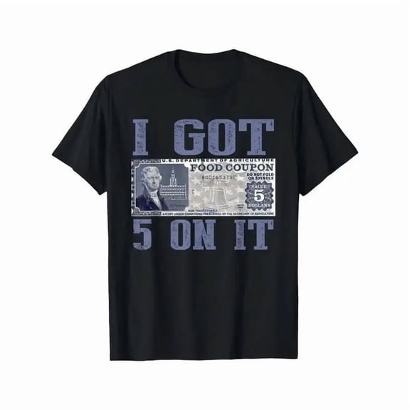 100% Cotton Cotton Loose Fit Graphic T-Shirt - "I Got $5 on It" Streetwear Design with Vintage Currency Print, Black Casual Short Sleeve Tee for Casual Attire & Ho Golf Gift T-Shirt For Men and Women
