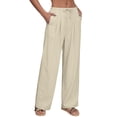 thumbnail image 3 of Fantaslook Wide Leg Pants for Women High Waisted Drawstring Pleated Trousers Pants Summer Casual Work Pants with Pockets, 3 of 8