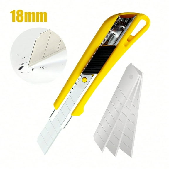 Utility Knife Box Cutter Retractable, 18mm Box Cutter Retractable Heavy Duty With 6-Piece SK5 Blade, Quick Change Extra Blades For Cartons, Cardboard And Boxes Cutter Knife(2 Pack)