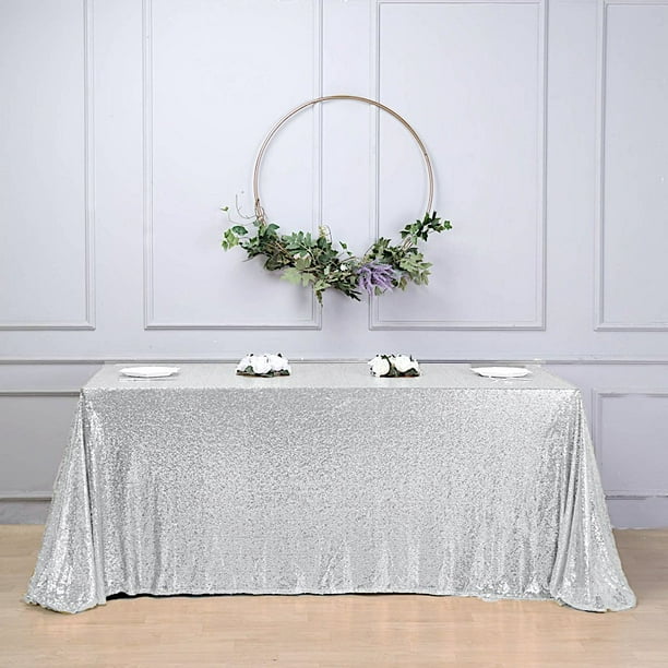 Party Wedding Reception Catering Dining, Rectangle Tablecloth On Round Table