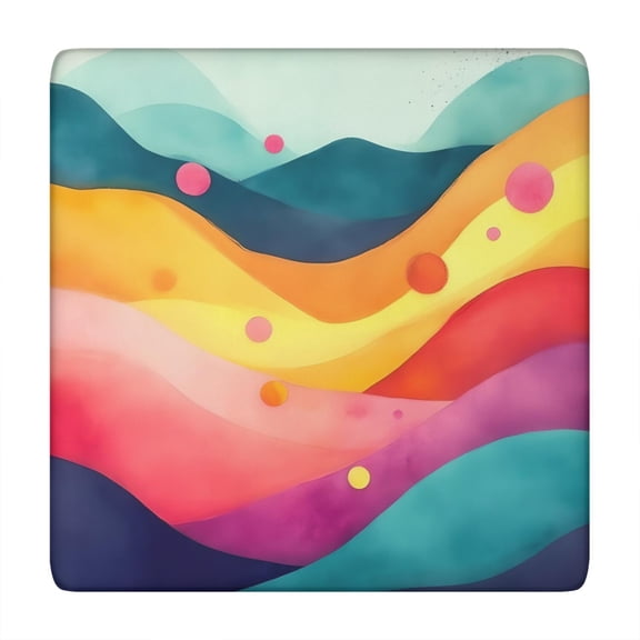 Colorful Tie Dye Mountain Pattern Square Fitted Tablecloth with Elastic Edge,Square Table Cover,Washable Elastic Table Cover for Home Kitchen Party Decor 34"x34"