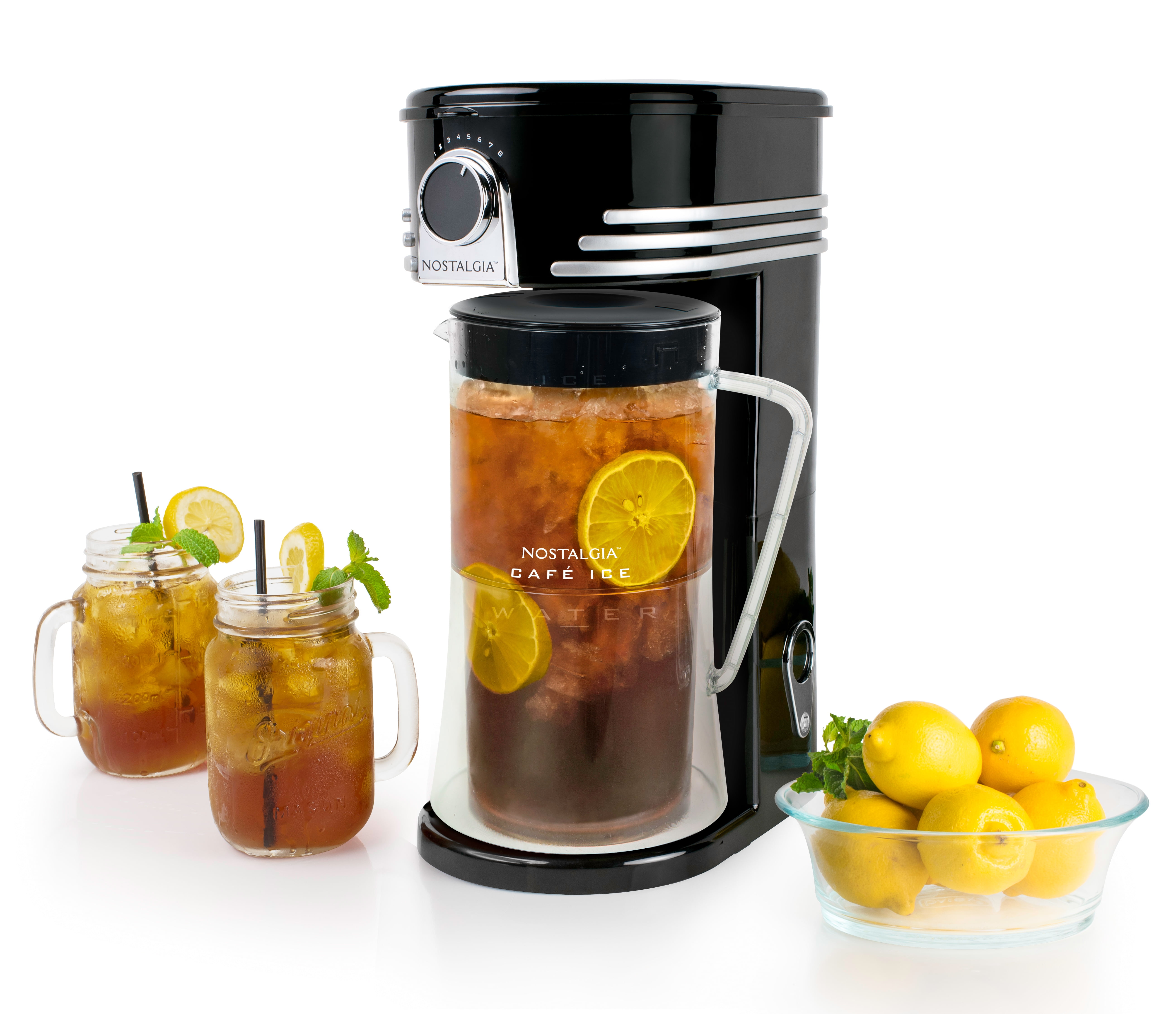 SUNVIVI 3 Quart Iced Tea Coffee Maker with Glass Pitcher,Iced Tea Coffee  Maker with Strength Selector,Stainless Steel, Black 