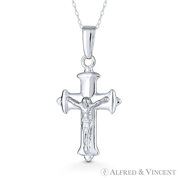 Jesus Crucifix St. Thomas Catholic Cross 32x16mm (1.25x0.6in) Pendant & Chain Necklace in .925 Sterling Silver