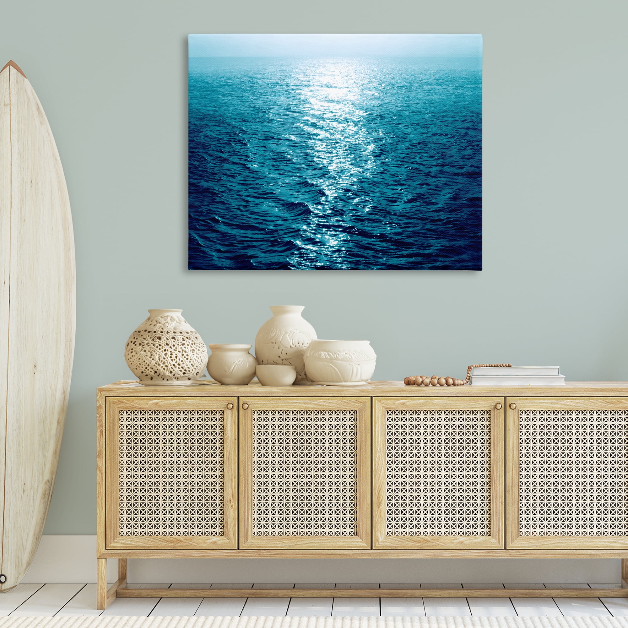 Stupell Industries Sun Reflected Ocean Ripples Landscape & Nature Photography Wrapped Canvas Art Print Wall Art, 48 x 36