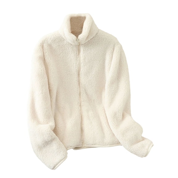 XuJwPNcy Women's Full Zip Fleece Jacket Shaggy Thermal Long Sleeve Coats Fuzzy Plus Size Outerwear Warm Winter Clothes