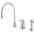 thumbnail image 2 of Kingston Brass KS3811BLBS Single Handle Widespread Kitchen Faucet with Brass Sprayer, 2 of 4