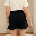 thumbnail image 4 of CYRBOKO Girls Shorts, Summer Elastic Waist Comfy Loose Fit Bottoms with Pockets Black Size 7-8 T, 4 of 7