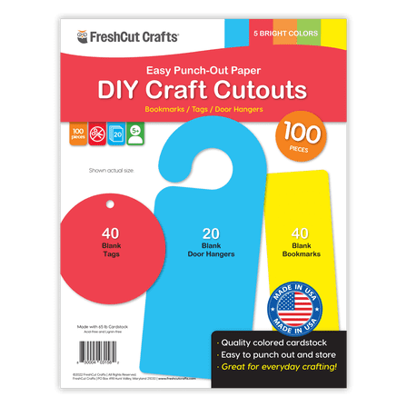 FreshCut Crafts Punch Out Paper Cutouts, DIY Bright Crafting Essentials, 100 Pieces