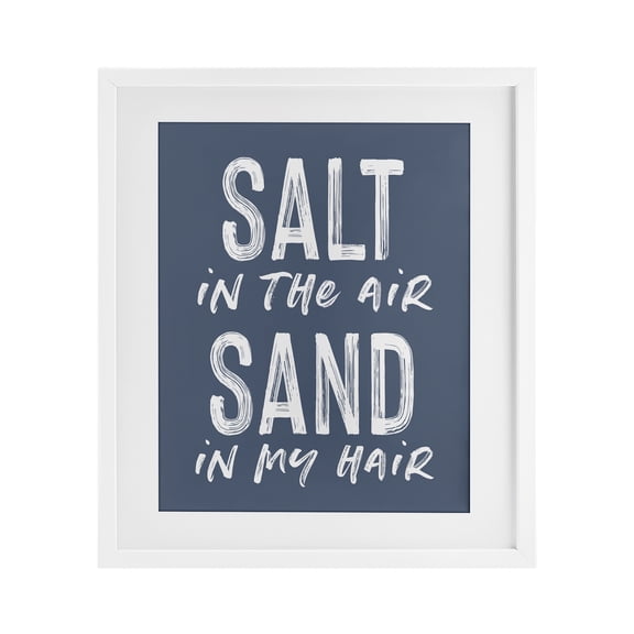 Stupell Industries Coastal Summer Sentiment Salt Sand In Hair White Framed Print Under Glass, 13 x 16, by Lettered and Lined