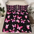 thumbnail image 2 of jejeloiu Kawaii Butterfly Twin Sheet Sets,Cute Cartoon Stars Twin Fitted Sheet,Pink Black Flat Sheet For Girls Teens,Super Cozy Room Decor,3 Pieces, 2 of 7