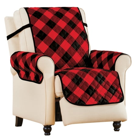 Collections Etc Multicolor Buffalo Check Plaid Furniture Cover CHOCOLATE/TAN JUMBO RECLINER