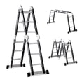 thumbnail image 1 of Escalera Multiposición 3.5 M Acero 12 Peldaños Plegable Retráctil Mantenimiento Hogar Soporta 150 kg, 1 of 8