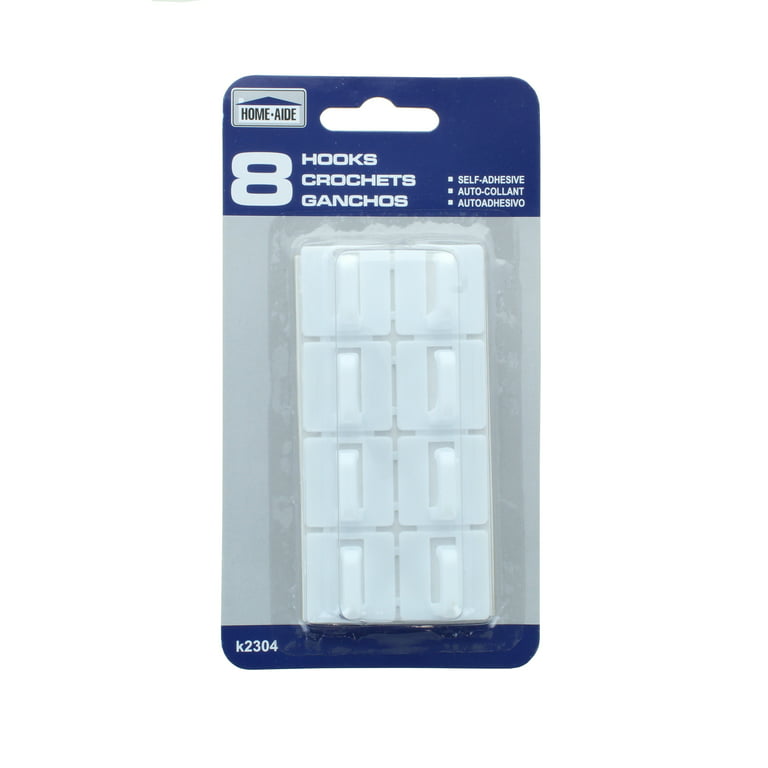 48 Self Adhesive Hooks Stick On Wall Door White Plastic Bathroom Kitchen