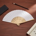 thumbnail image 5 of Riousery Folding Hand Fan 8.27 inches / 21 cm Blank Silk Fabric Bamboo Folded Hand Fan for Wedding Daily Use White, 5 of 9