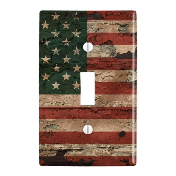 Rustic American USA Flag Distressed Plastic Wall Decor Toggle Light Switch Plate Cover