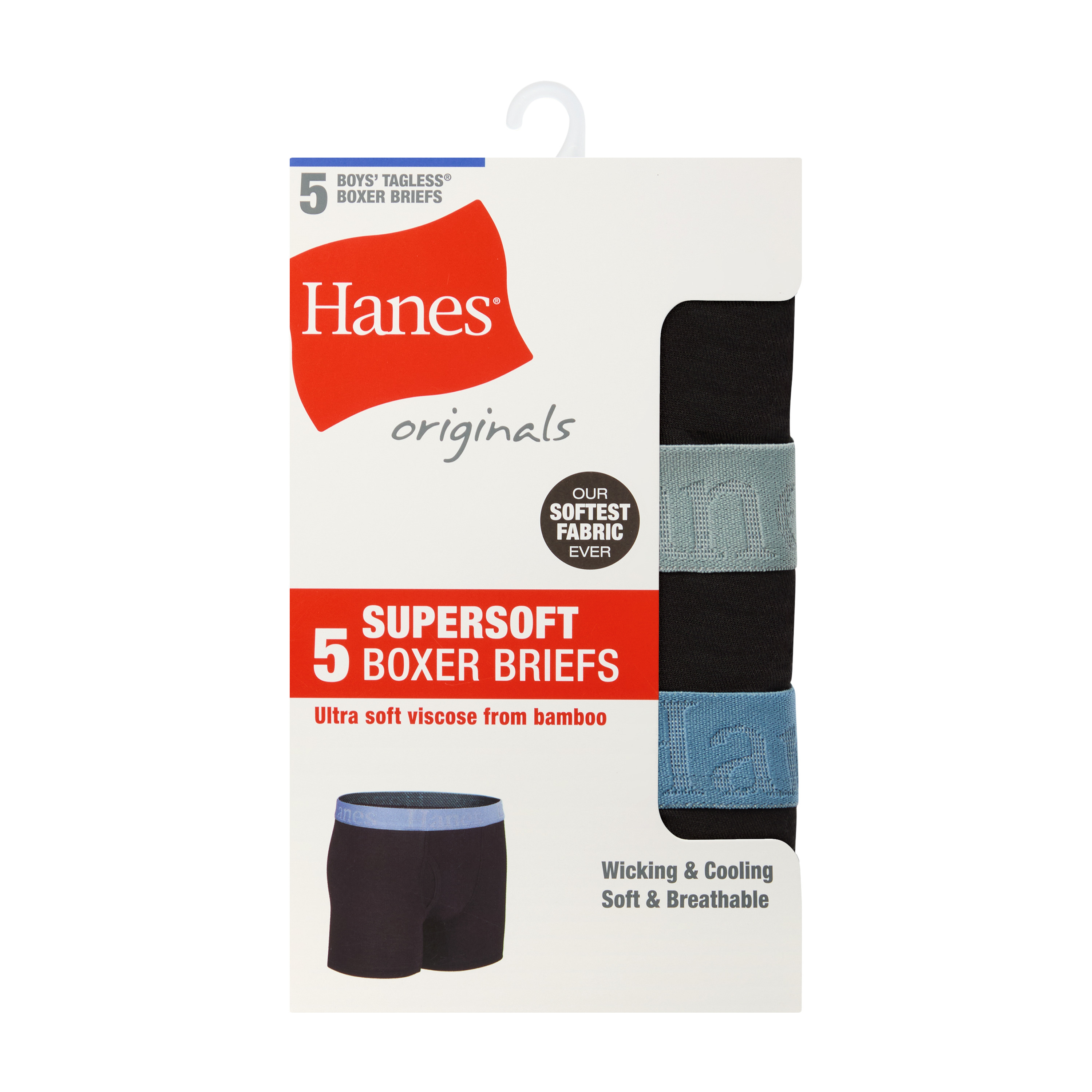 Hanes Originals Boys' SuperSoft Boxer Briefs, 5-Pack photo 2