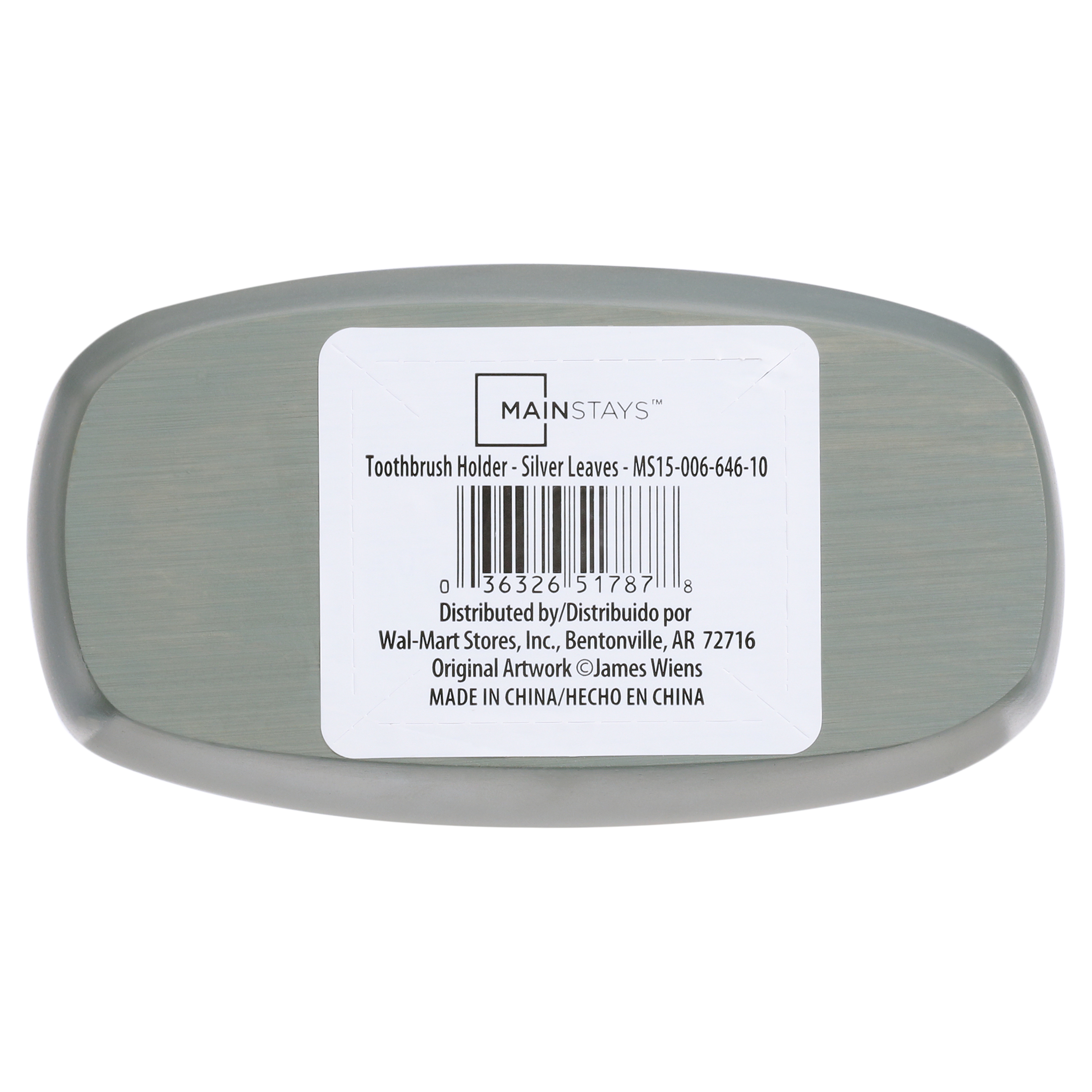 Mainstays Silver Leaves Toothbrush Holder, Gray, Silver