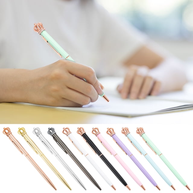 Bolígrafo de metal premium con tapa de purpurina - Material de oficina y escolar para escribir liso, regalo elegante para ella, Navidad, cumpleaños