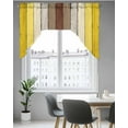 thumbnail image 5 of Yellow Brown Kitchen Curtains Swag Valance for Windows/Bathroom/Cafe, Farmhouse Wood Grain Vintage Striped Rod Pocket Drape Panel Swag Curtains Valance for Bedroom/Living Room 56"x36", 5 of 6