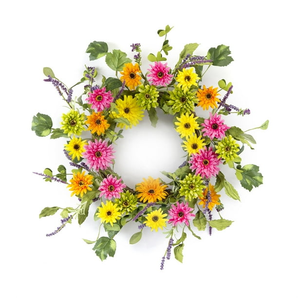 Gerbera Daisy Wreath 20"D Polyester