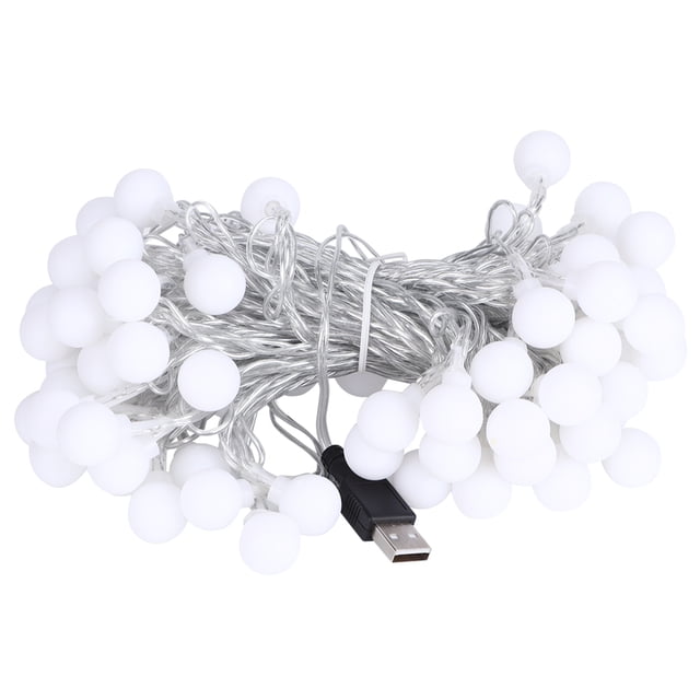 Cadena De Luces, Bola Redonda, Lámpara USB, Decoración De Luces Blancas Cálidas, Para Dormitorio, Hogar, Boda ANGGREK JC3116