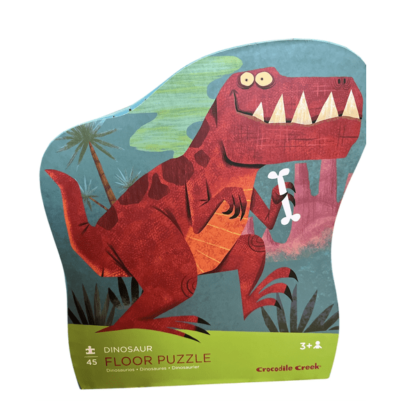 Crocodile Creek Dinosaur Floor Puzzle, 45 pieces, with heavy duty shaped box for storage