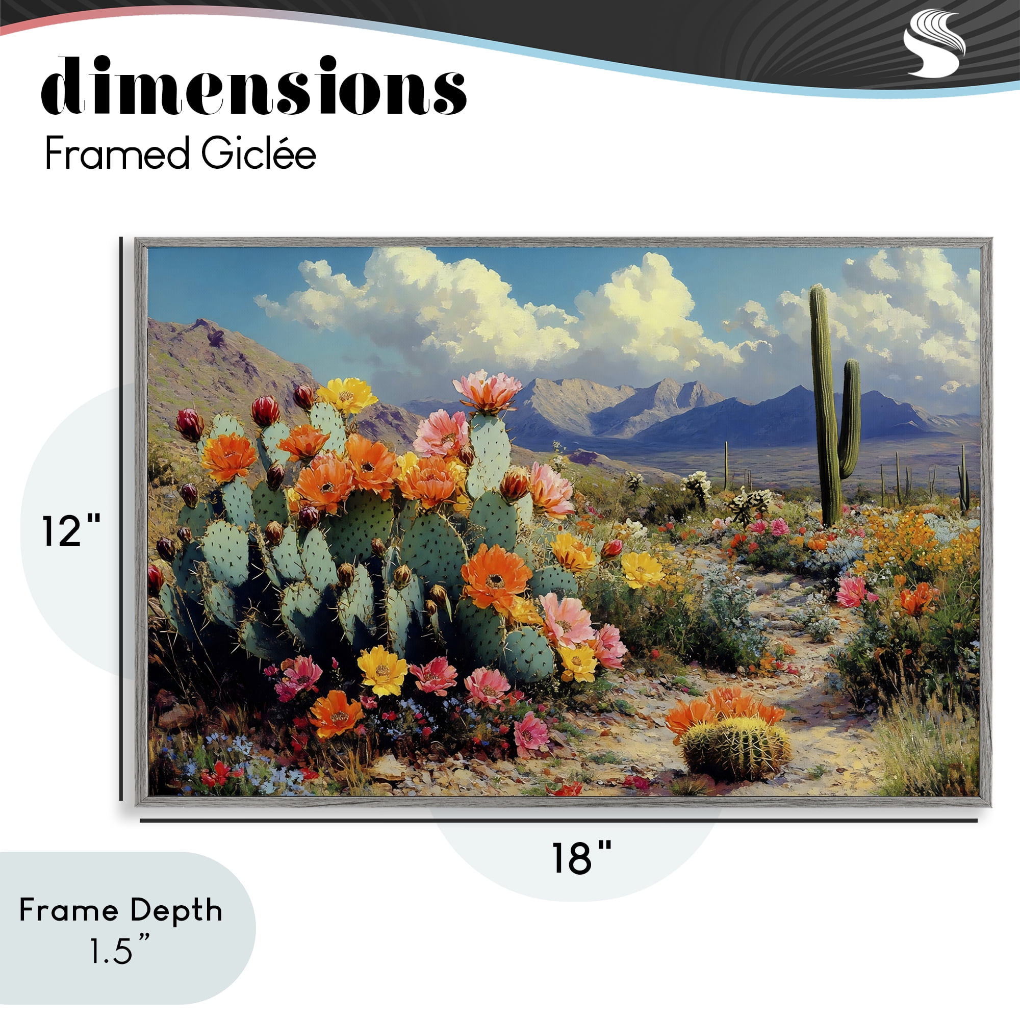 Stupell Industries Vibrant Cacti in Desert Gray Framed Giclee Art, design by Franklyn Gregory
