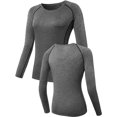 thumbnail image 4 of Women's 3 Pack Compression Shirts Long Sleeve Yoga Athletic Running T Shirt, 4 of 7