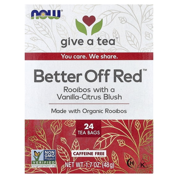 NOW Foods Real Tea Better Off Red Rooibos with a Vanilla-Citrus Blush 24 Tea Bags