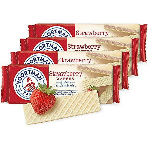 Voortman Bakery Strawberry Wafers 10.6 Ounces (Pack of 4) Baked with Real Strawberries