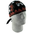 thumbnail image 2 of Zan Headgear, Cotton Flydanna, Du-Rag, Skull Cap, Head Wrap - Flamin' Orange Pistons - Z407, 2 of 4