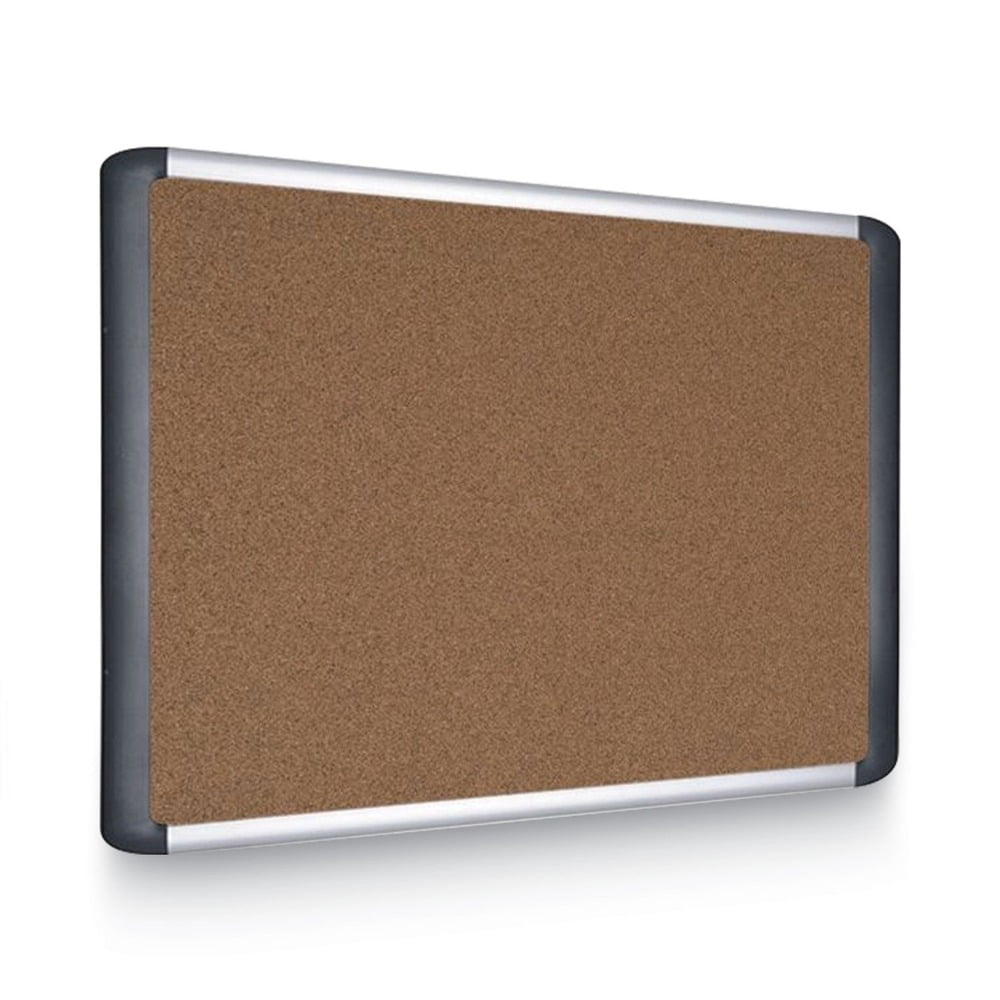MasterVision 560375093354 48 in. x 36 in. Tech Cork Board - Tan Surface, Silver/Black Aluminum Frame