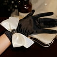 thumbnail image 4 of Vintage Gloves Hepburn Black Satin Thin Bowknot Stage Banquet Bride Accessories gloves women Short Satin Gloves Wrist Length Gloves Women's Gown Gloves Opera Wedding Banquet Dress Glove, 4 of 8