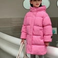 thumbnail image 6 of IVEYRTF Winter Childrens Medium Length Thickened Warm Jacket for Boys and Girls Hooded Long Sleeve Coat Cold Weather Outerwear Kids Puffer Coat(Pink,11 Years), 6 of 8