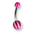 thumbnail image 2 of SGSS Curv BB w Acrylic Beach Balls 14G 7/16 Long 5mm x 8mm Balls Tri-Co Stainless Steel, 2 of 2