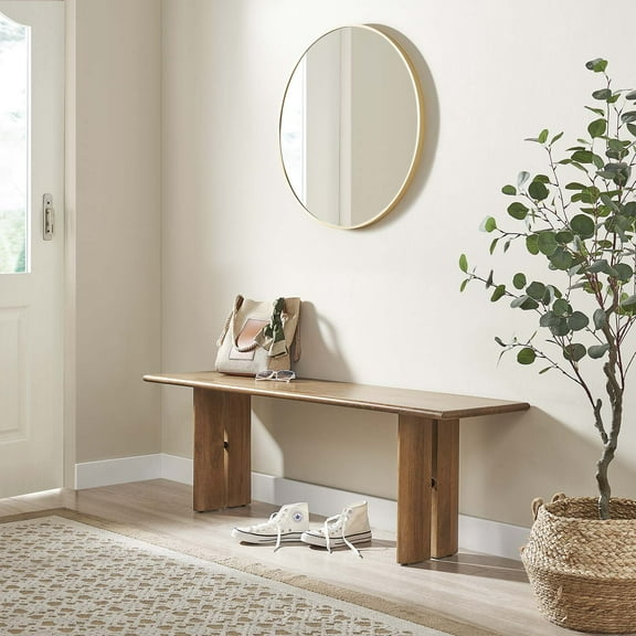 Modway Amistad 58" Wood Bench in Walnut