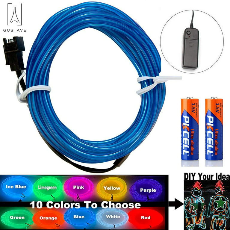 EL Wire Neon Wire Neon Light 9.84ft DIY Neon Glowing Flexible  Electroluminescent Wire Light Kit for Parties Halloween Christmas Bike  Clothing
