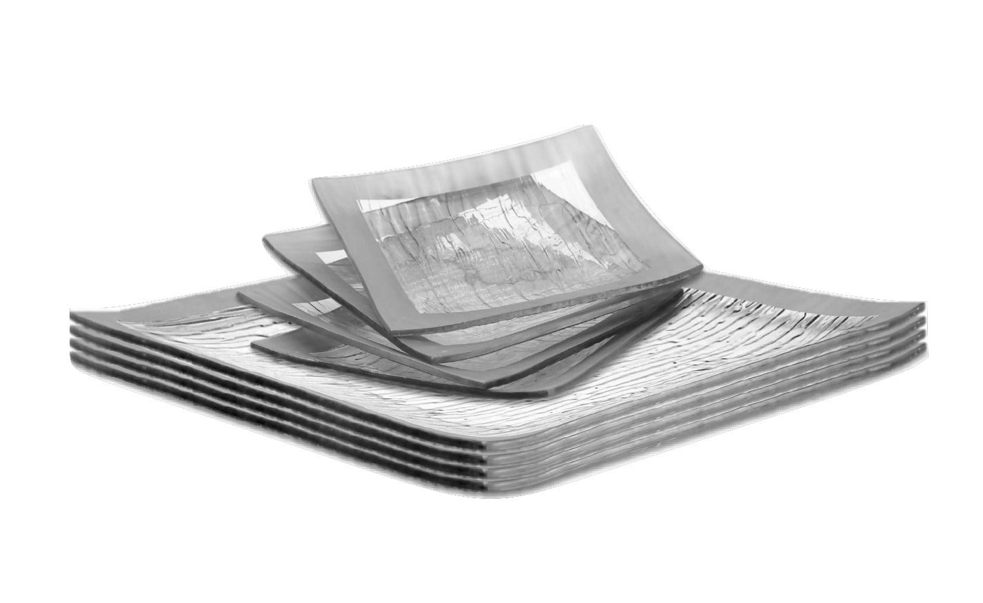 GAC Elegant Tempered Glass Dinner Plates Square and Glass Dessert