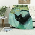 thumbnail image 4 of FCXZI Flannel Blanket Black Cat Water Lilies Soft Cozy Multi-Purpose 40*50in, 4 of 7