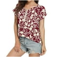 thumbnail image 1 of Pompotops T-shirt Décontracté pour Femmes Imprimé Manches Courtes Fermeture Éclair Pull Blouse Tops, 1 of 8