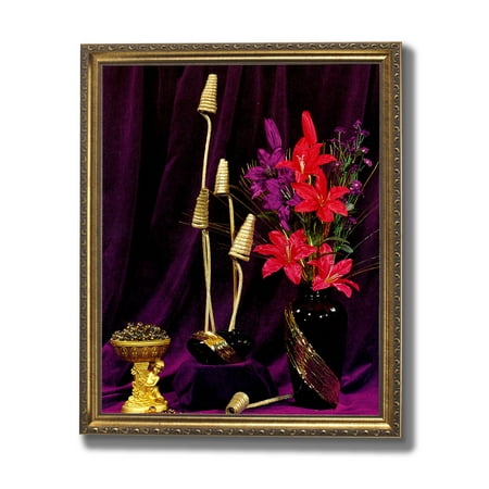 - Japanese Asian Flowers Contemporary Wall Picture Gold Framed Art Print