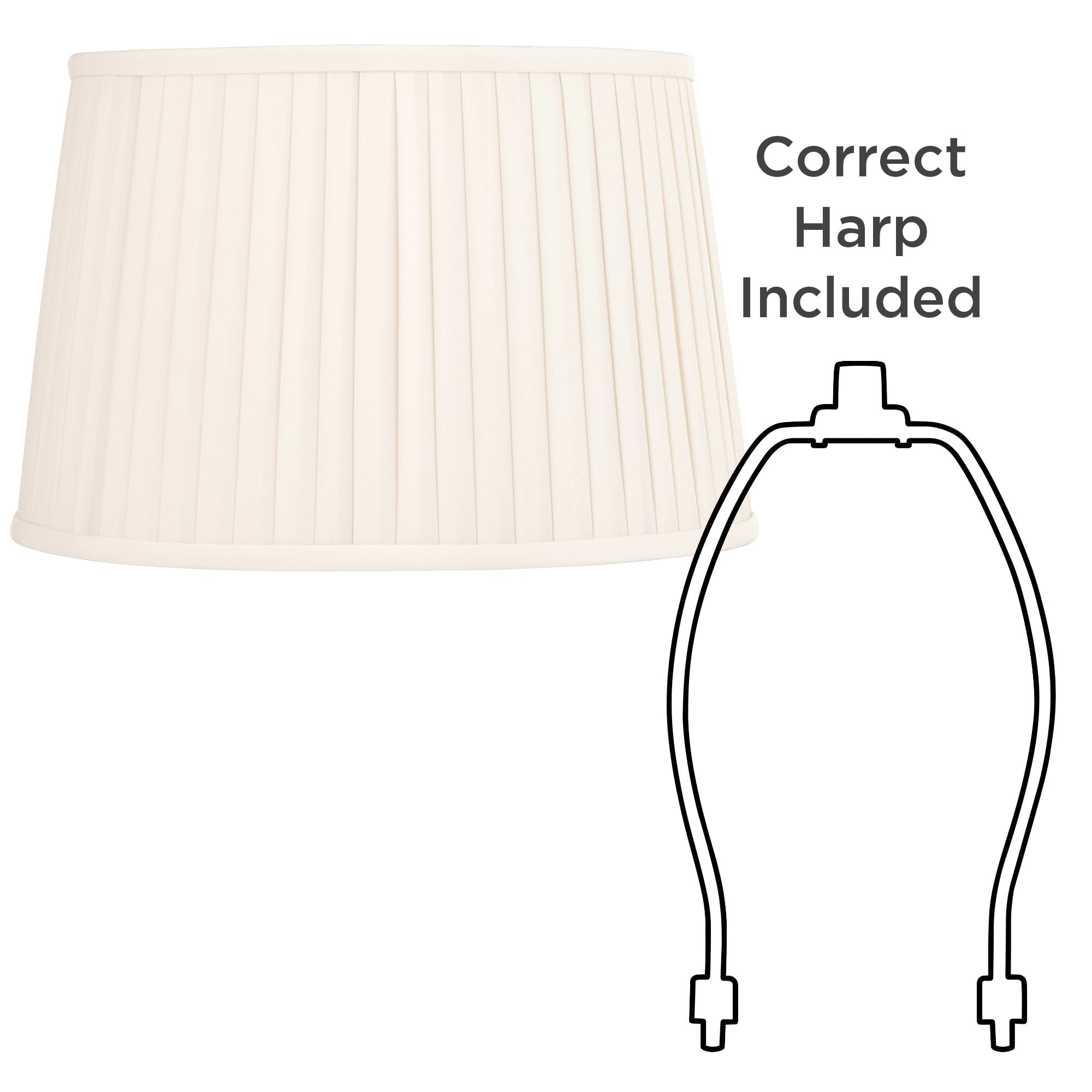 Springcrest Mapo 14" Top x 17" Bottom x 11" High x 11" Slant Lamp Shade Replacement Large Cream Drum Softback Washer Harp Finial
